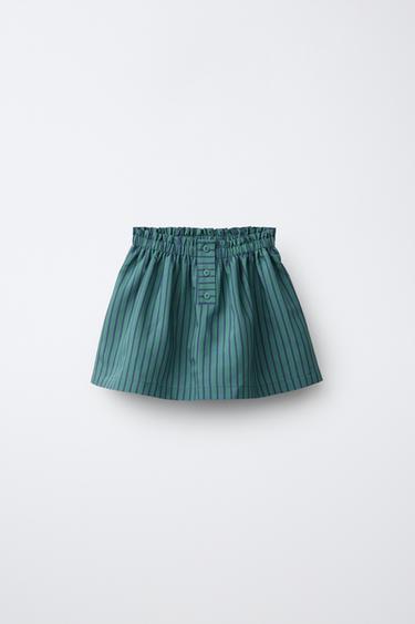 STRIPED MODAL BLEND BERMUDA SKORT - Duck blue by Zara
