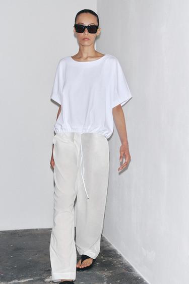 Zara COTTON TIE T-SHIRT - White - Image 0