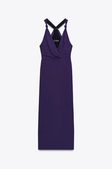 MIDI DRESS WITH KNOT AND HARDWARE - Purple by Zara - Image 4