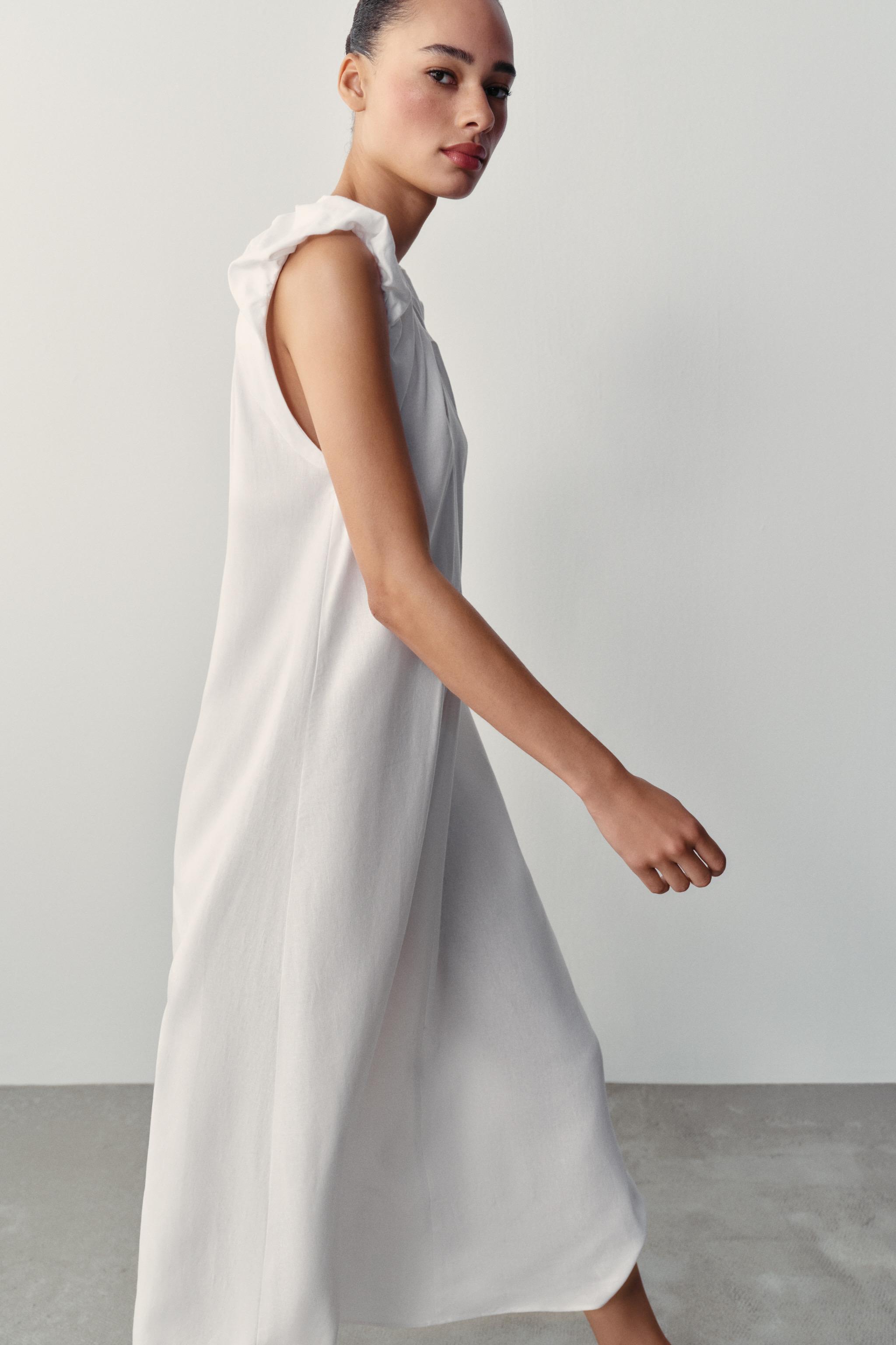 Женские платья Zara LINEN LONG DRESS — фото 6