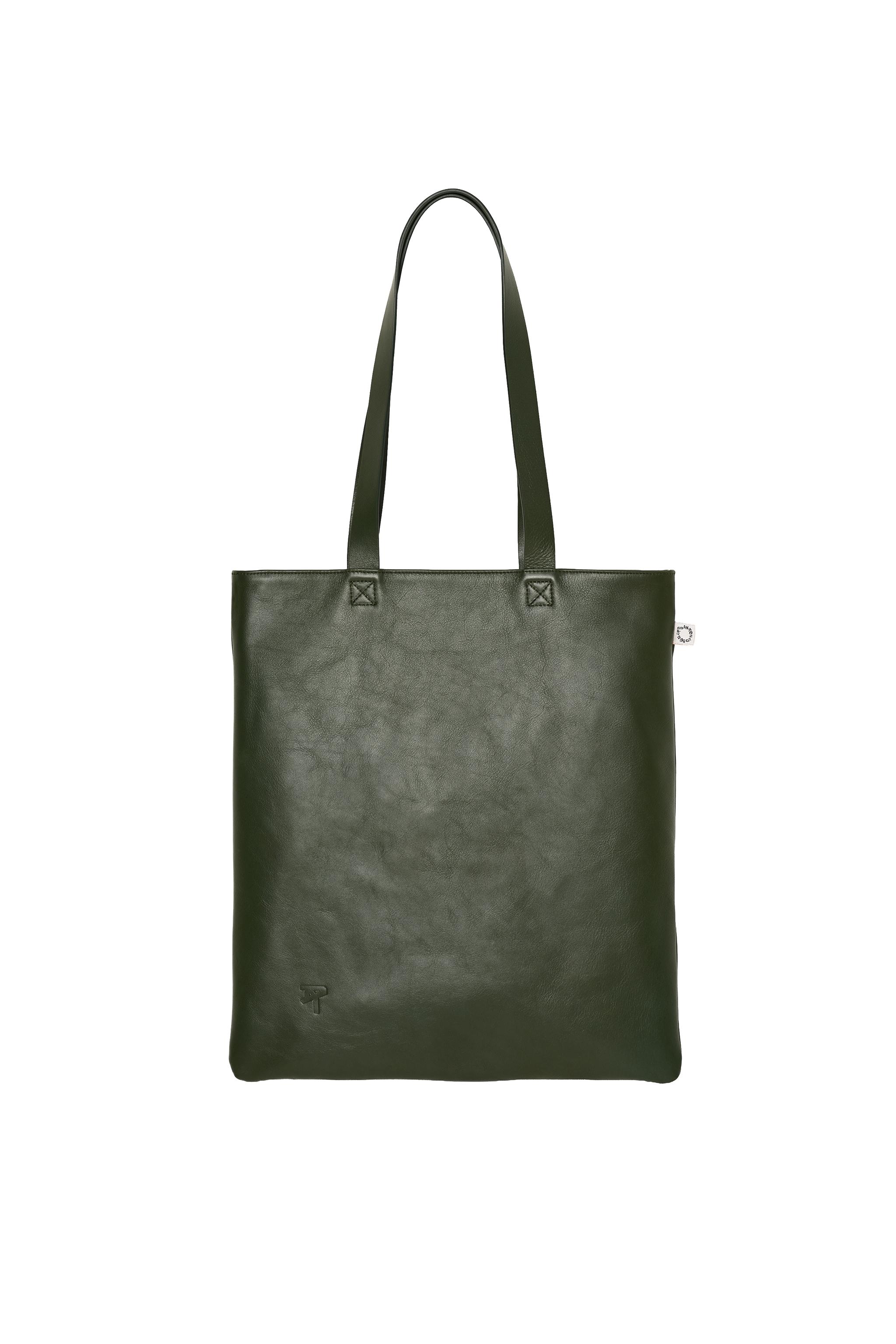 LEATHER SHOPPER BAG — Green