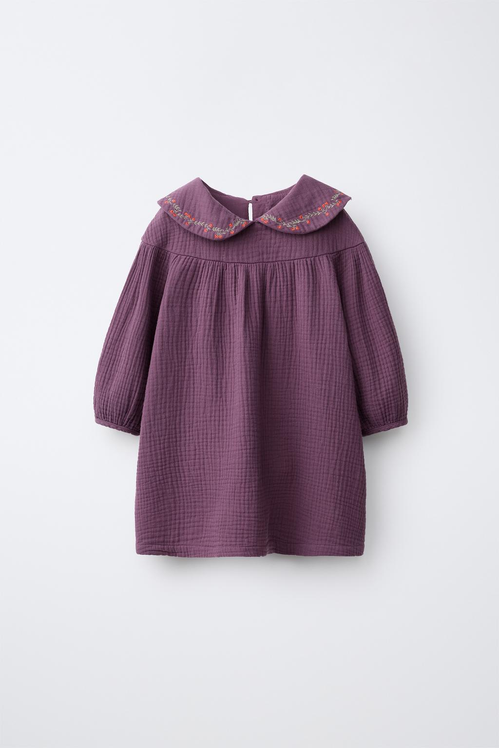 TEXTURED EMBROIDERED DRESS