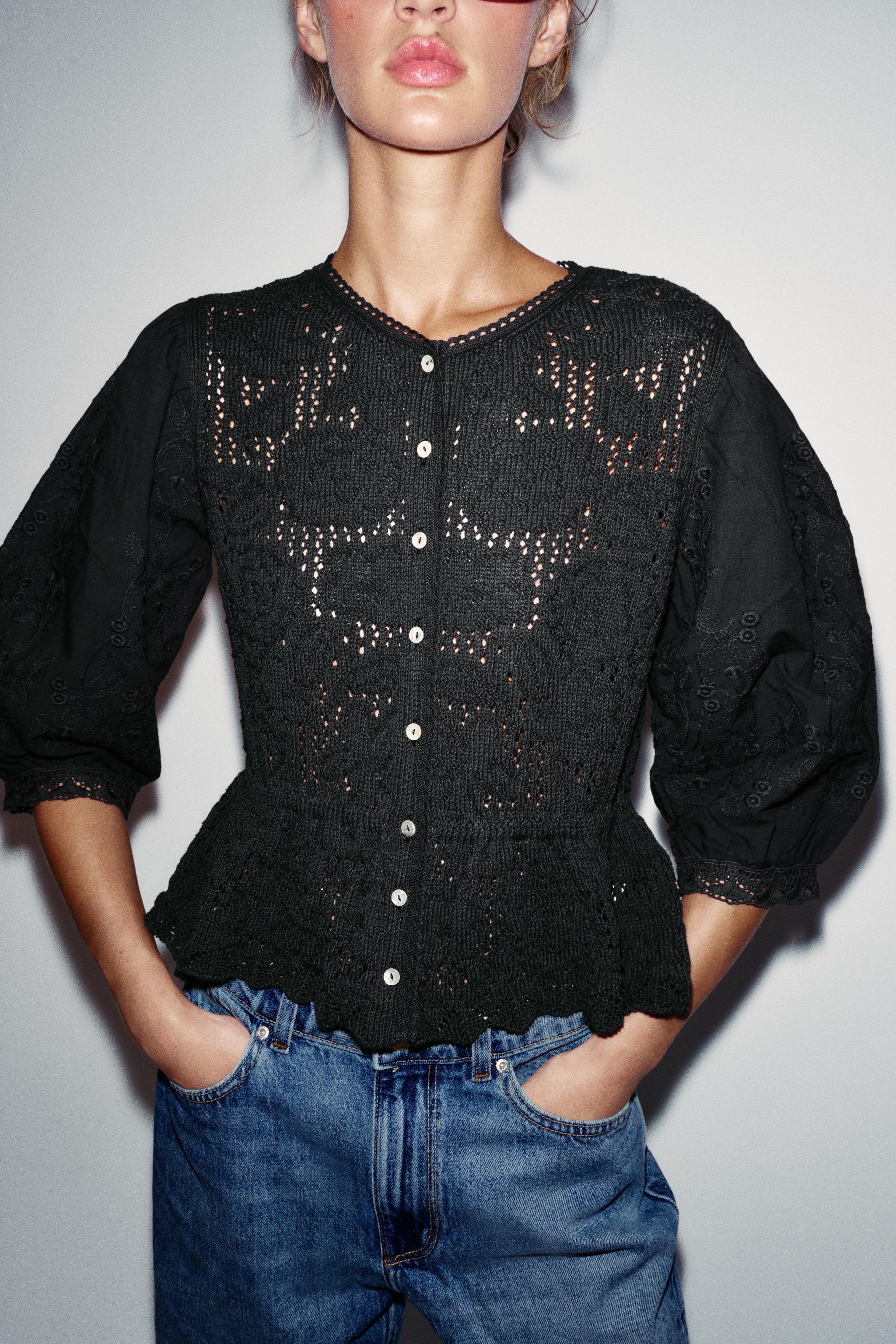 Женские куртки Zara ROMANTIC COMBINATION KNIT JACKET — фото 4