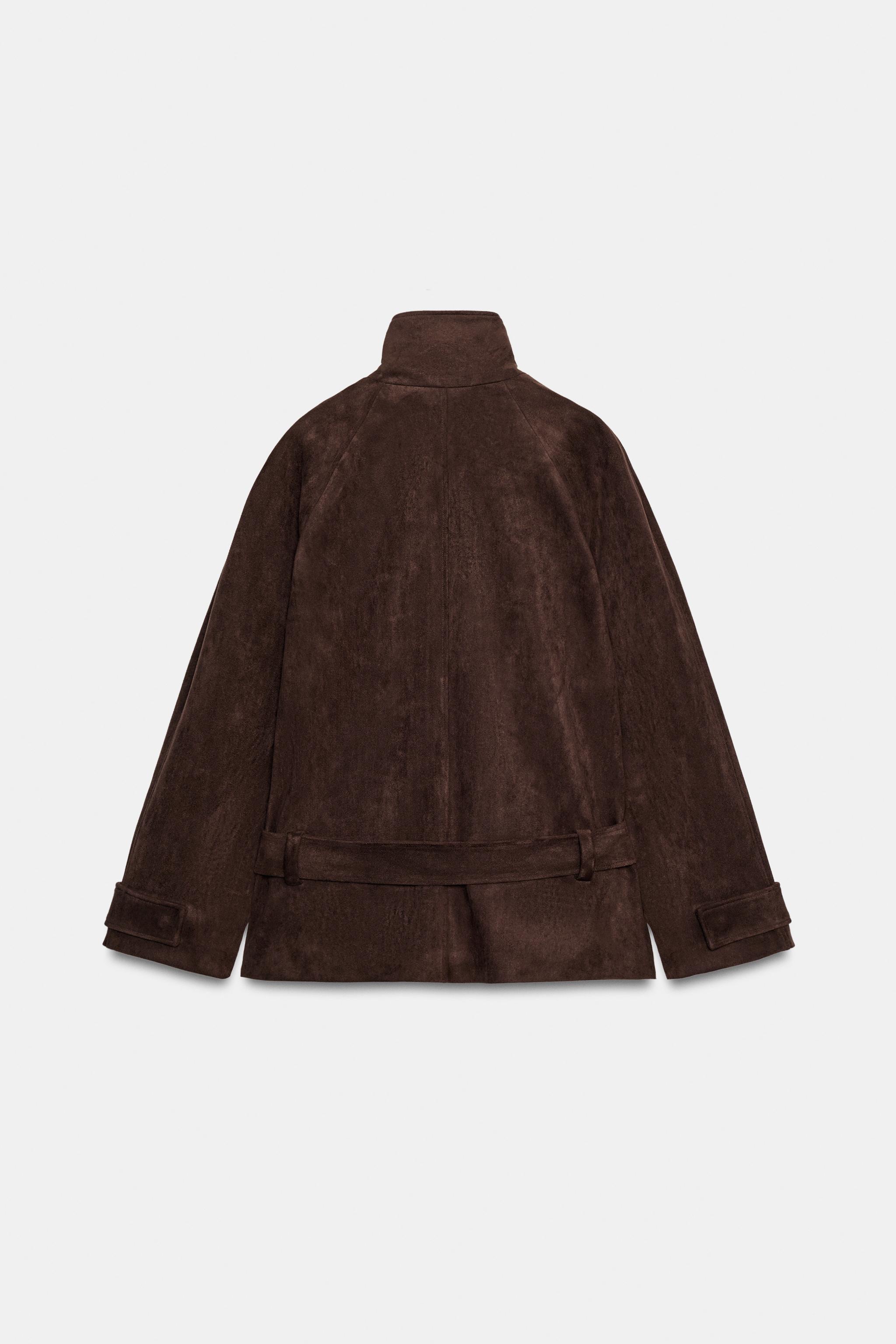 BELTED SUEDE EFFECT JACKET