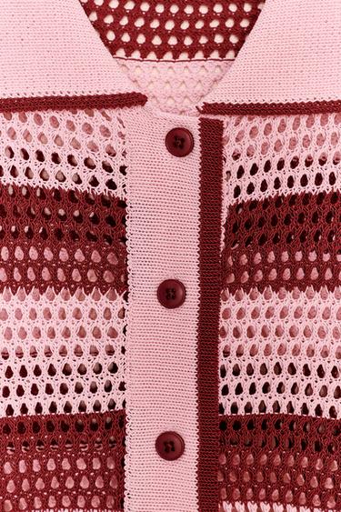 KNITTED POLO CARDIGAN - Pink by Zara - Image 2