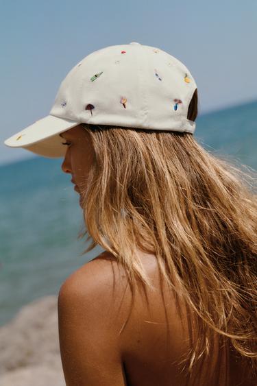 CASQUETTE SERGÉ BRODERIES - Écru de Zara