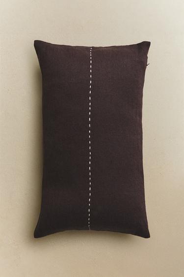 CUSHION COVER WITH STITCHING - Dark brown by Zara - Image 5