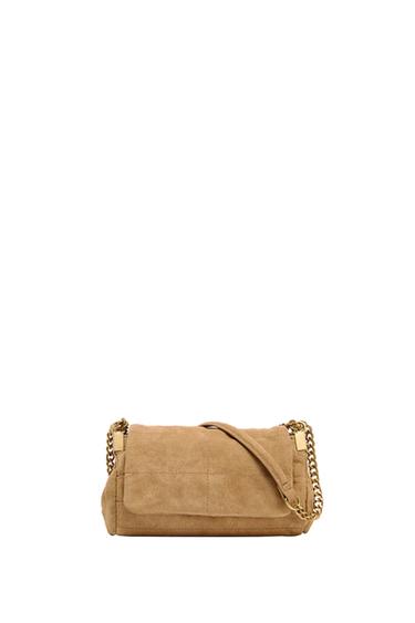LEATHER SHOULDER BAG - SAND/BROWN by Zara