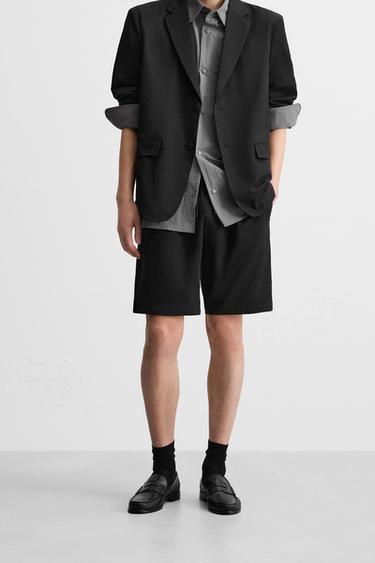 Zara 細褶泡泡紗短褲 - 黑色