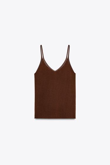 TOP PUNTO TIRANTES - Chocolate de Zara
