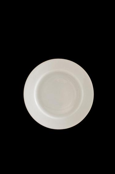 RIMMED BONE CHINA DESSERT PLATE - Gold by Zara