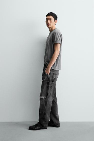 Zara WASHED CARPENTER JEANS - Charcoal