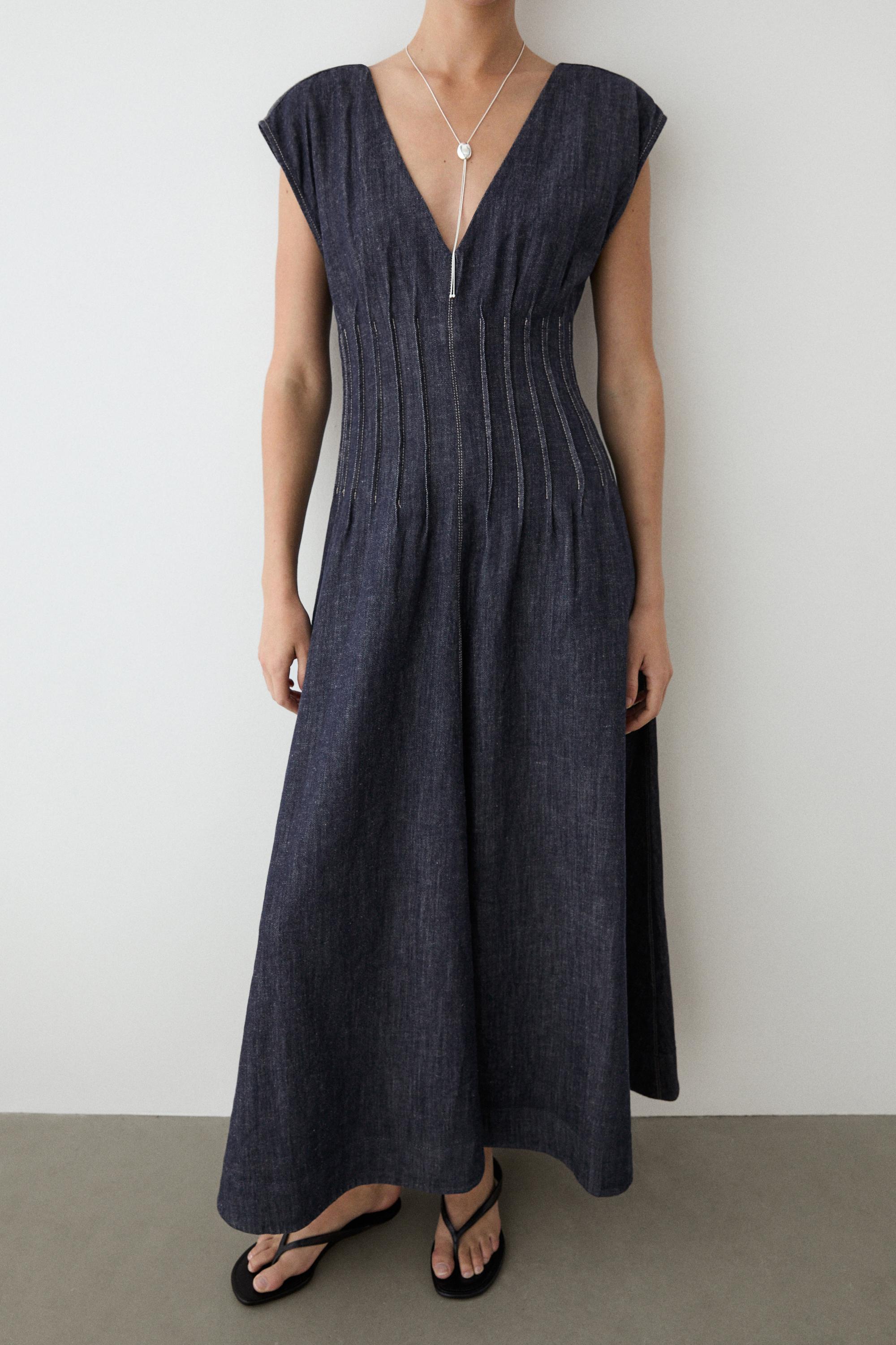 Denim midi dress — Blue