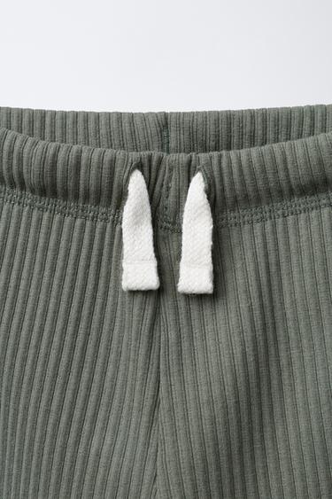 RIBBED LEGGINGS WITH LABEL - Green by Zara - Image 2
