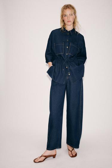 CAMISA DENIM CINTURA AJUSTABLE - Índigo de Zara