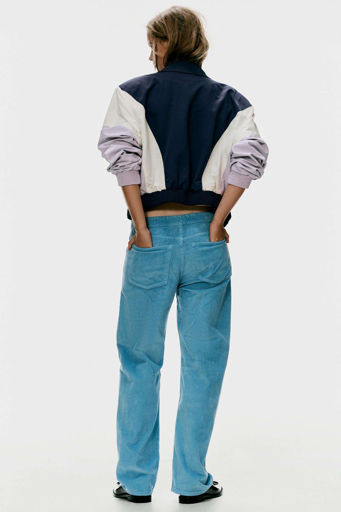 Женские брюки Zara Corduroy Boyfriend, цвет: Светлый синий — фото 5
