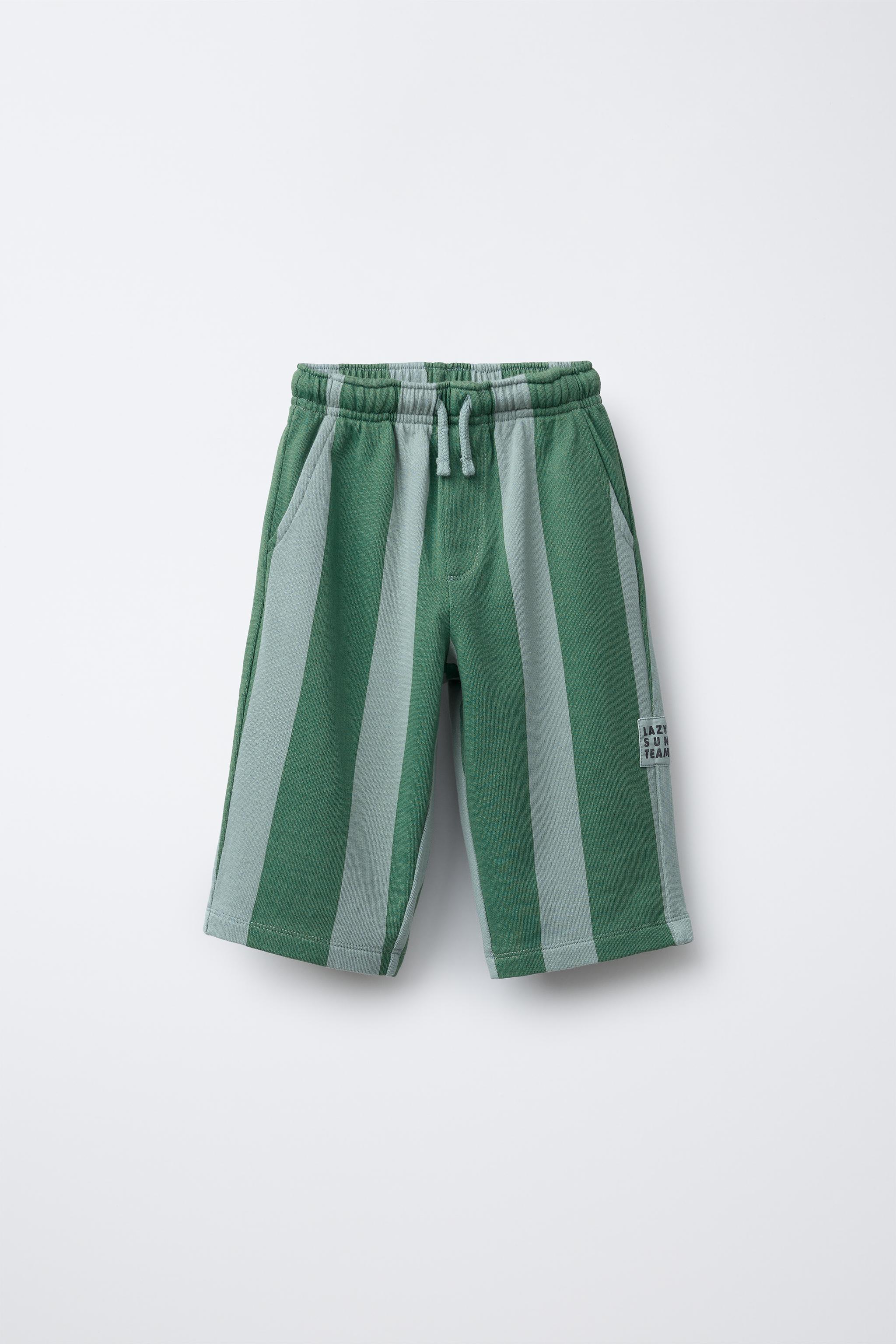PANTALON EN MOLLETON STYLE JUPE-CULOTTE À RAYURES