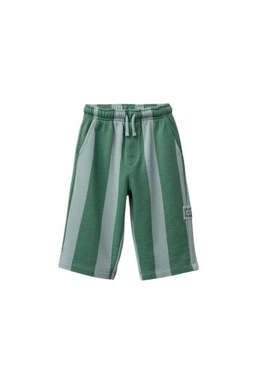 PANTALÓN FELPA CULOTTE RAYAS - Raya verde de Zara - Imagen 0
