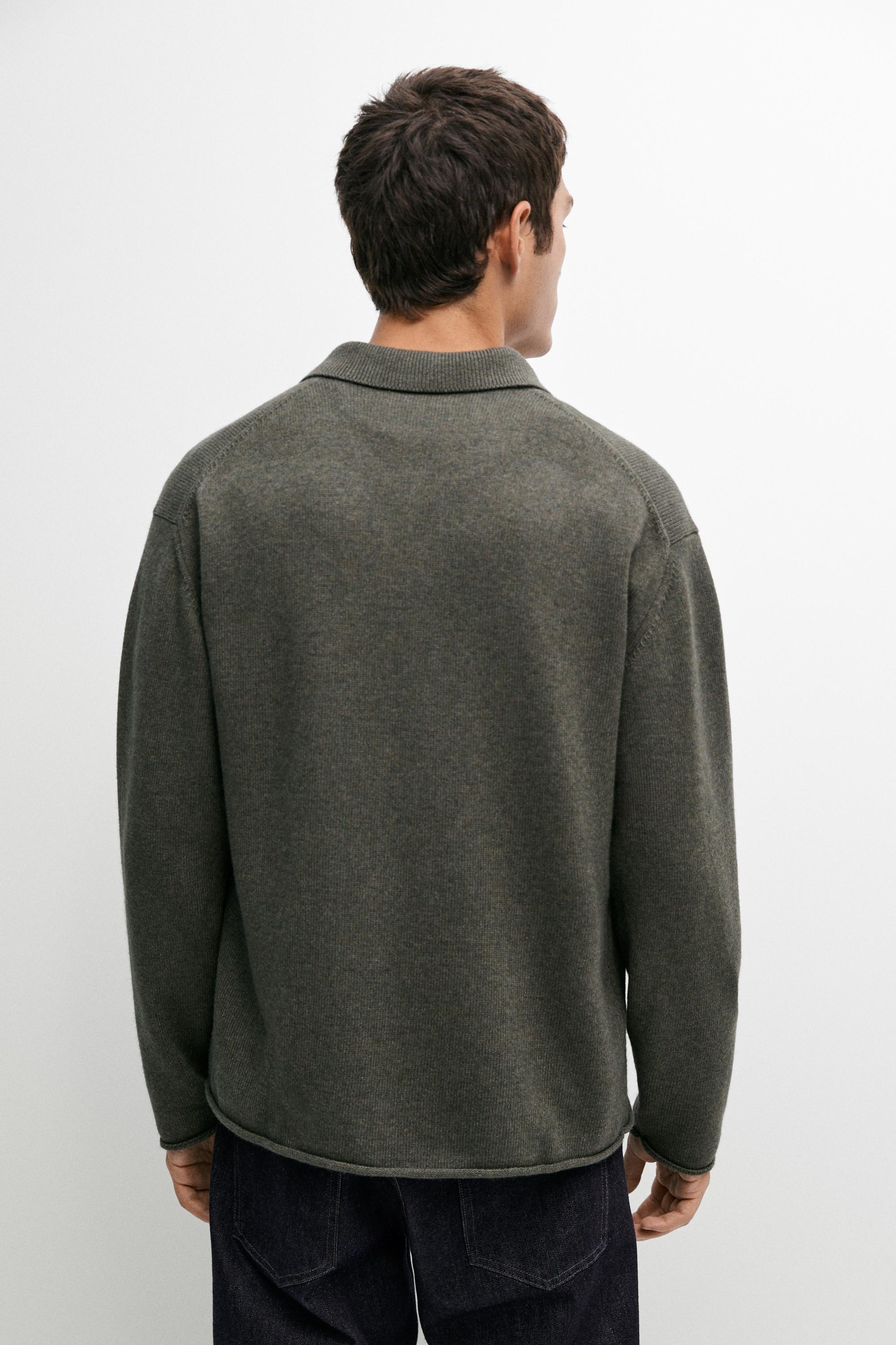 Cardigan en maille à col polo laine mélangée