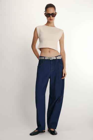 TOP CROP PUNTO - Beige de Zara