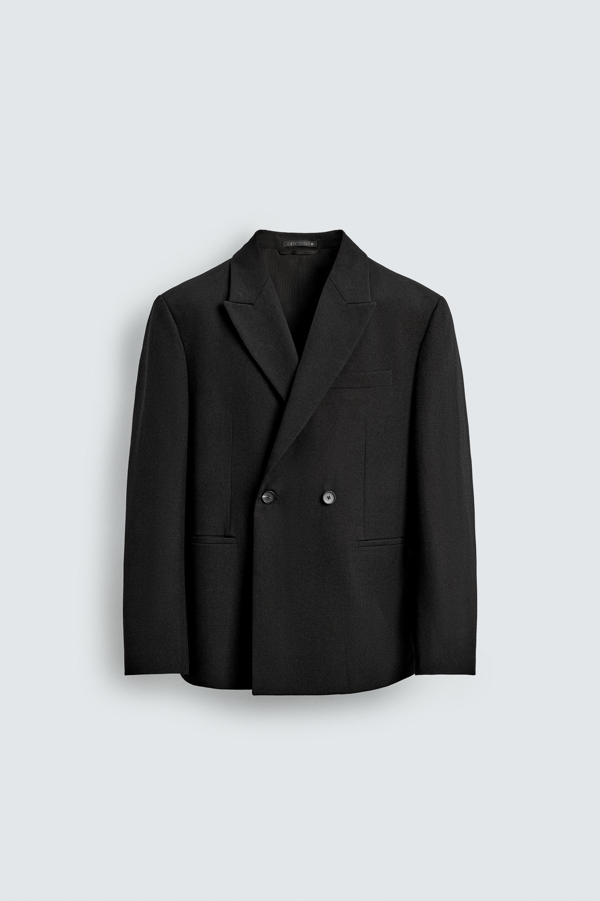 ジャケット・アウター HOLIDAY WOOL PUFF DOUBLE BREASTED JACKET 100% WOOL DOUBLE BREASTED SUIT BLAZER - Black | ZARA United