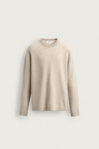 Zara 100% CASHMERE RIBBED JUMPER ORIGINS - Ecru / Marl