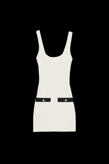 Zara STRETCH SHORT DRESS - Ecru / Black - Image 0