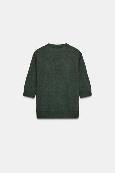 PULL EN LAINE À MANCHES COURTES - Vert bouteille de Zara - Image 5