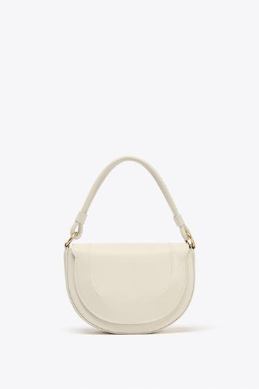 Zara CANVAS STITCHED CROSSBODY BAG - Ecru