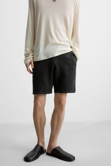 RELAXED FIT KNITTED BERMUDA SHORTS - Black by Zara - Image 4