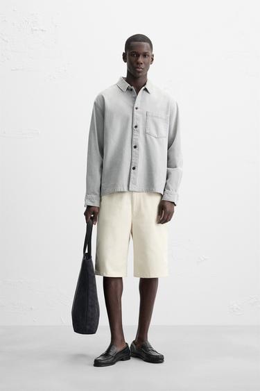 DENIM OVERHEMD BOXY FIT - Grijs van Zara - Afbeelding 0
