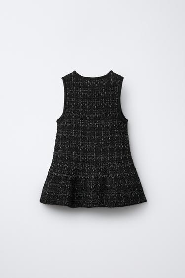 SPARKLY VELVET BOW KNIT DRESS - Black by Zara - Image 1
