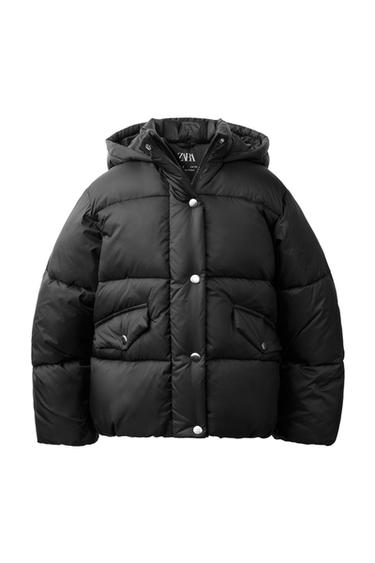 WATER-REPELLENT HOODED PUFFER COAT - Black by Zara