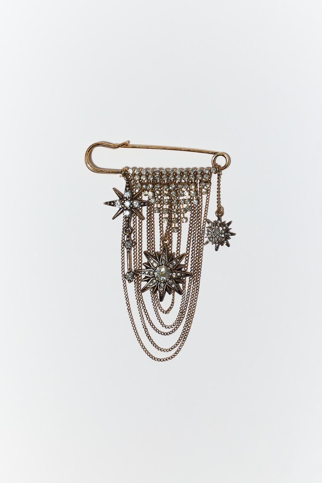 STAR CHARM CHAIN BROOCH