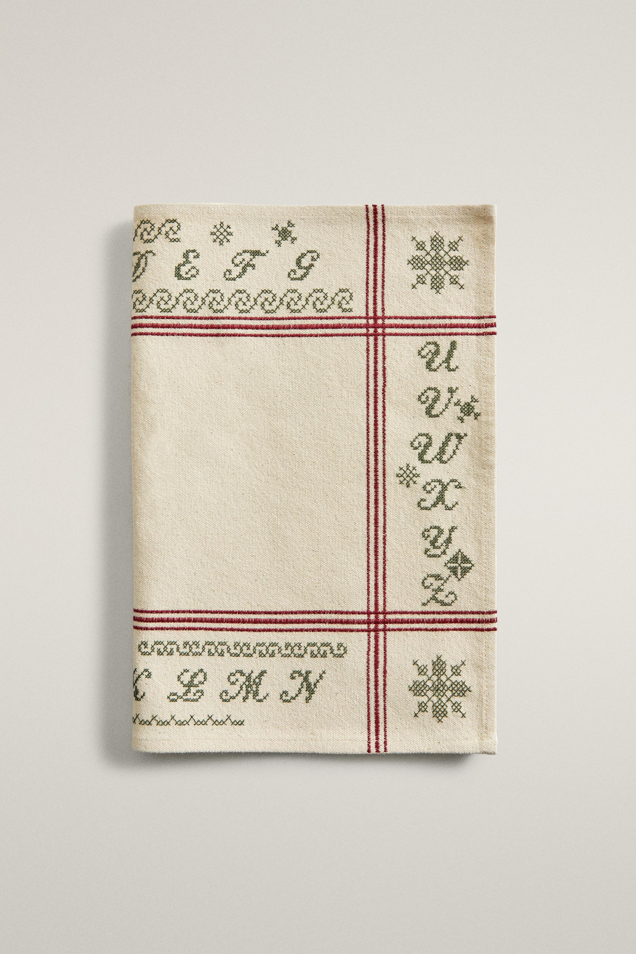 CHRISTMAS COTTON PLACEMAT WITH EMBROIDERED LETTERS
