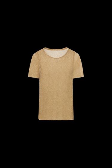 CAMISETA METALIZADA MANGA CORTA - Oro de Zara