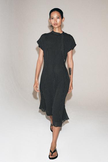 ПЛАТЬЕ МИДИ В ГОРОШЕК — ZW COLLECTION — Черный / Белый от Zara