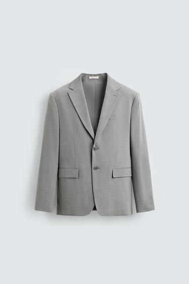 بليزر بدلة هيكلي - رمادي فاتح الخاص بـ Zara