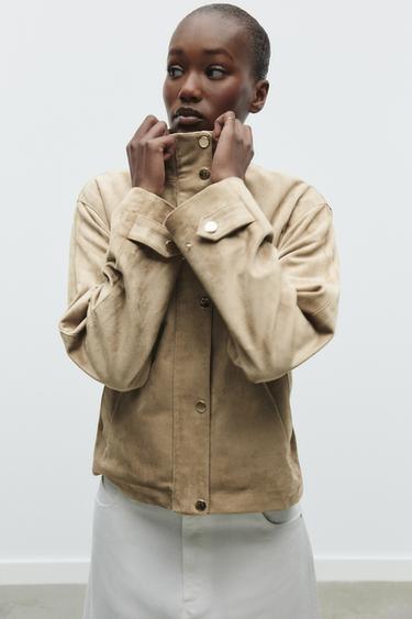 FAUX SUEDE JACKET - camel by Zara