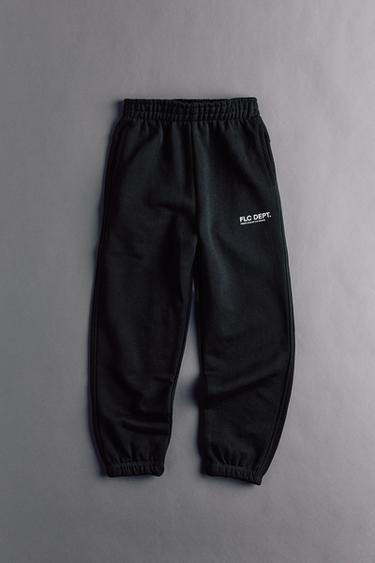 Zara TEXT JOGGER PANTS - Black
