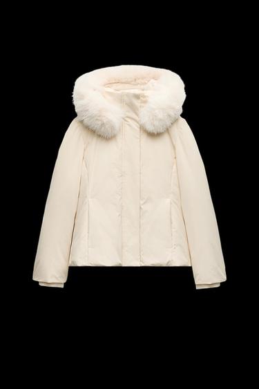 ZW COLLECTION HOODED PUFFER JACKET - Ecru by Zara - Image 0