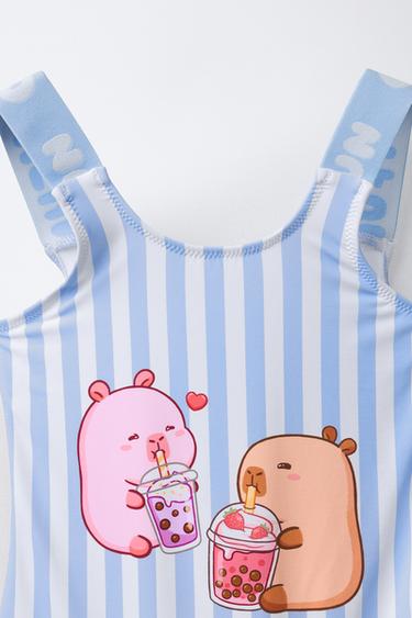 AGES 6-14 / STRIPED CAPIBARA CAPYFUN © SWIMSUIT - Blue by Zara - Image 2