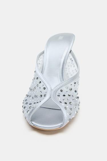 SANDALES EN RÉSILLE À BRILLANTS - Bleu de Zara - Image 2