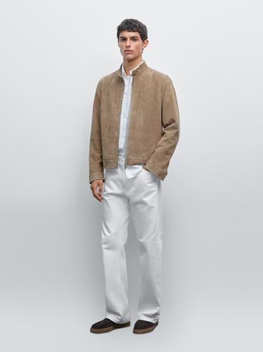 Zara Short suede goatskin jacket - Beige - Image 0