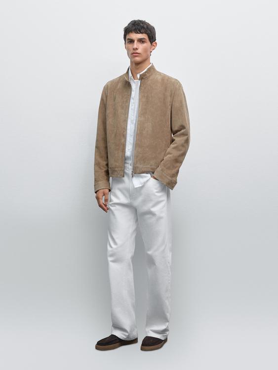 Short suede goatskin jacket