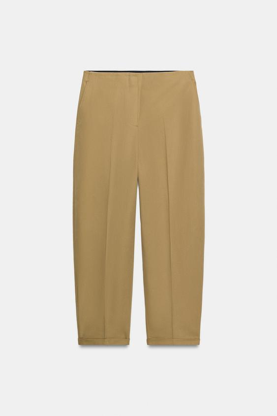 PANTALON TAILLE HAUTE PLIS ZW COLLECTION - Marron clair de Zara - Image 5