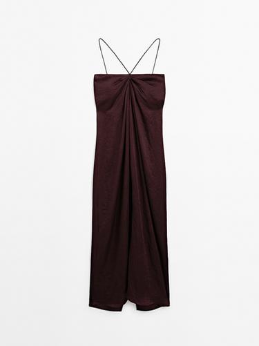 Vestido midi satinado drapeado - STUDIO - varios de Zara