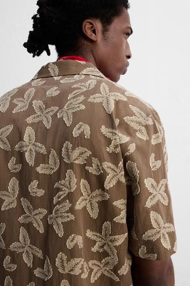 FLORAL JACQUARD SHIRT © OTIS KWAME KYE QUAICOE - Brown / Taupe by Zara - Image 5