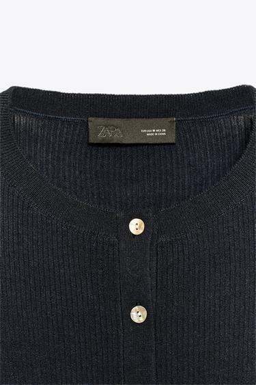 GILET 100 % LAINE CÔTELÉ - Bleu marine de Zara - Image 7