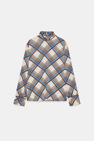 CHECK SHIRT WITH HIGH NECK - Multicoloured by Zara - Image 5